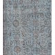 Grey Handmade Vintage Overdyed Turkish Carpet